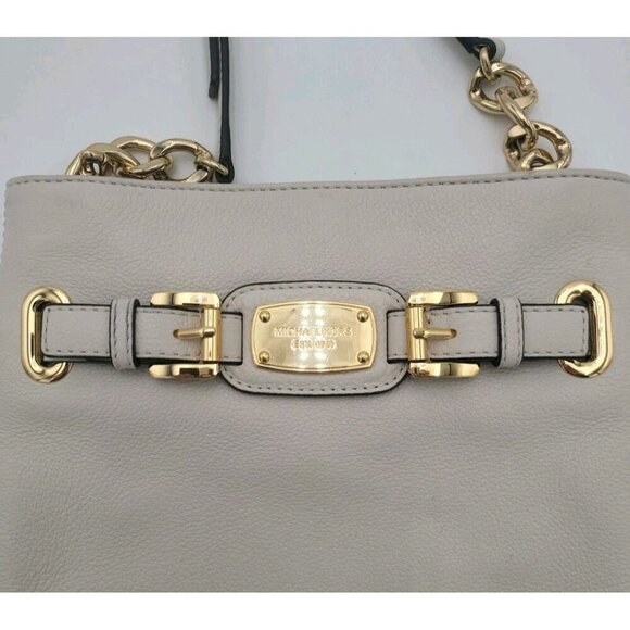 MICHAEL KORS Handbag Crossbody White Ivory Leather Gold Accents Adjustable EUC - Picture 4 of 10